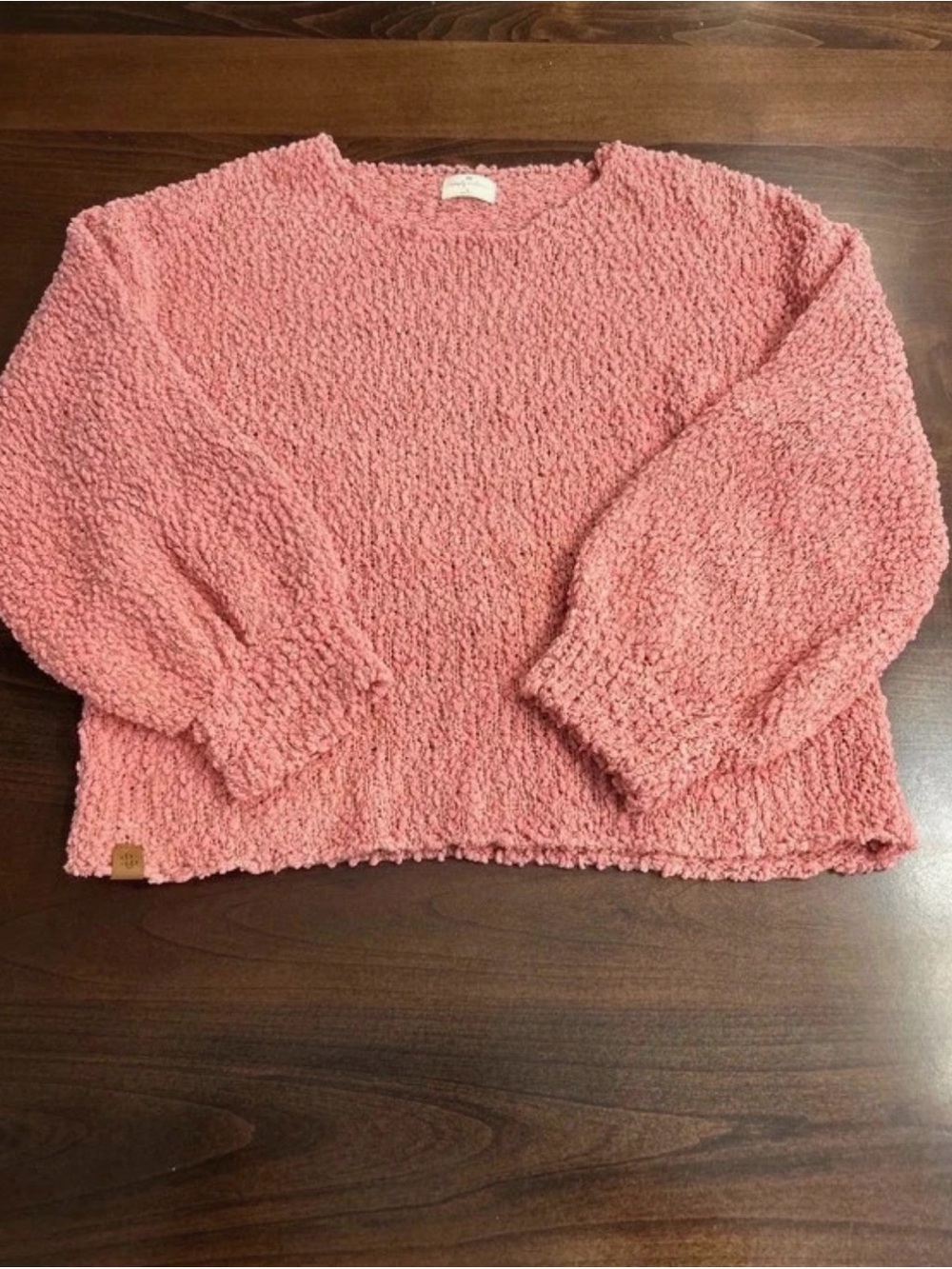 Simply Southern Dusty Rose Popcorn Knit Crewneck Sweater